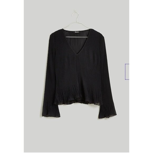 Madewell Tops - Madewell $82 Pleated Flare Sleeve Top Black Size M NN935